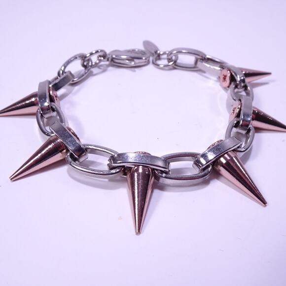 Joomi Lim Women's Silver Rose Gold Single Row Spike Bracelet Silver NWOT 159 - Picture 7 of 13